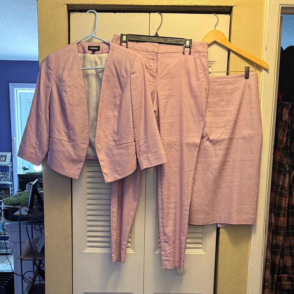 Express Lavender Women's Suit - Cropped Blazer, Pants & Skirt